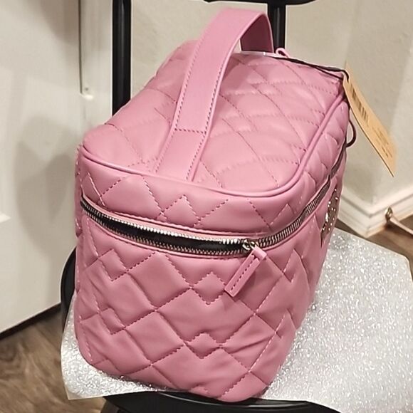 Steve Madden Quilted Zip Around Travel Cosmetic Case- Rose - Picture 7 of 11